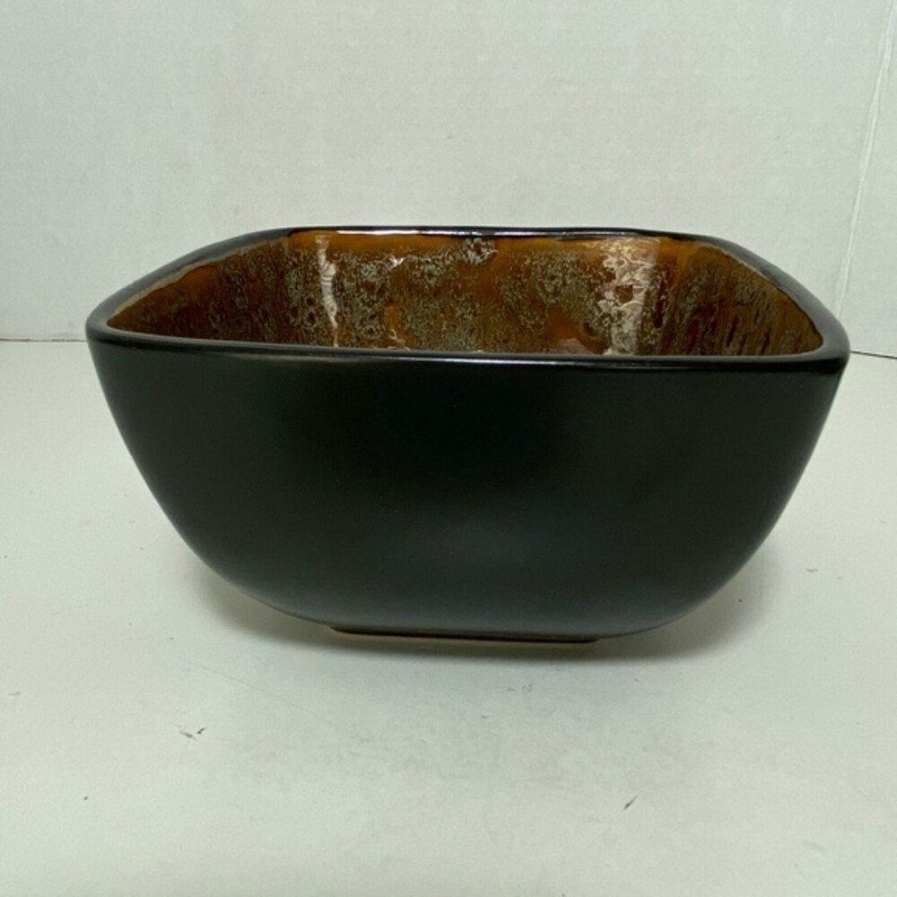Drip Glaze Splatter Ceramic Bowl Better Homes/Gardens Rust/Brown/Aqua 5"x 5" - Picture 2 of 12